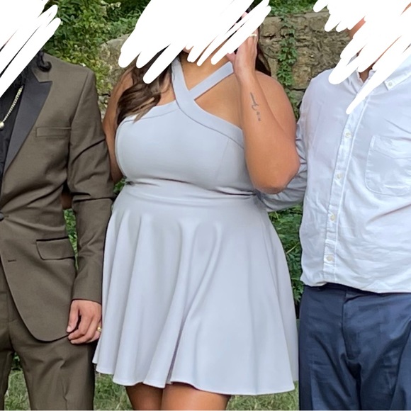 Lulu’s - Light Grey Criss-Cross Neckline Dress - Picture 4 of 4